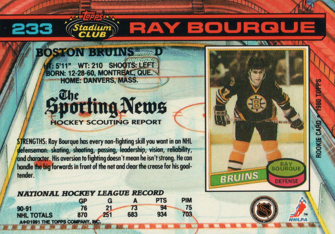 Ray Bourque 1990-91 Topps Boston Bruins Hockey Card – KBK Sports