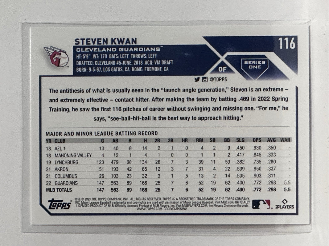 116 Steven Kwan Topps All Star Rookie Cleveland Guardians 2023 Topps –  GwynnSportscards