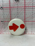 Arrow Pointing towards Red Dot  Button Pinback
