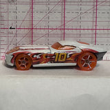 White #10 Flames Fast Felion 2008 Hot Wheels Diecast Car