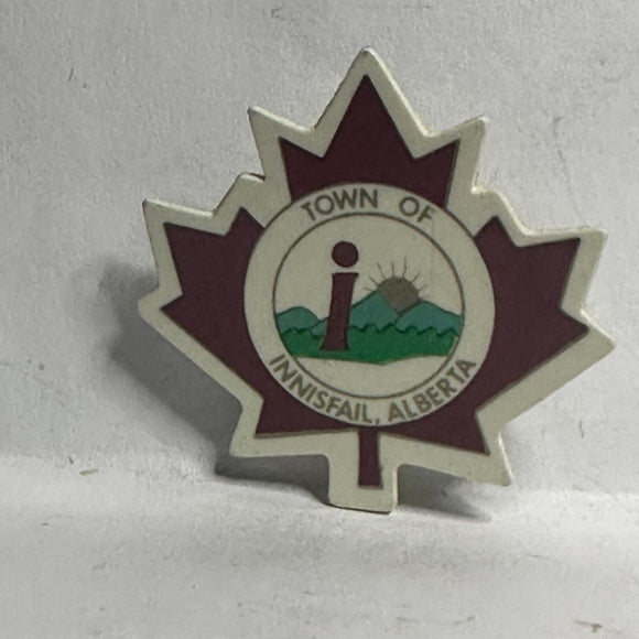 Town of Innifail Alberta Logo Maple Leaf  Lapel Pin