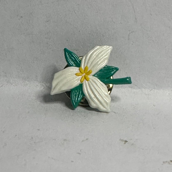 Ontario Trillium Flower Blossom  Lapel Pin