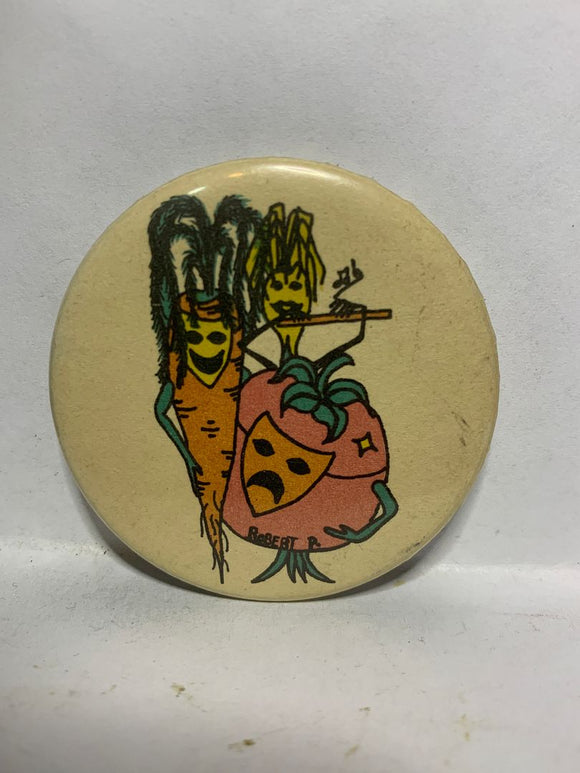 Masked Vegetables Art Robert P  Button Pinback