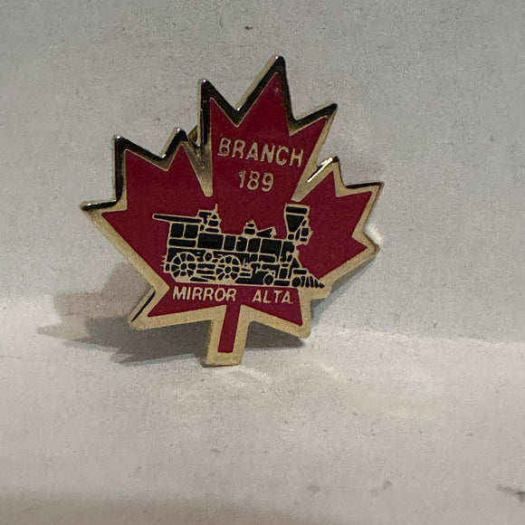 Branch 189 Mirror Alta Train Engine Maple Leaf  Lapel Pin