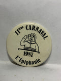 11th Annual Carnaval 1987 L'Epiphanie Mascot  Button Pinback