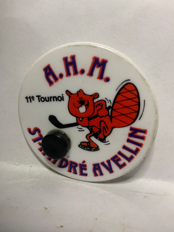 AHM 11th St. Andre Avellin Hockey Beaver Mascot  Button Pinback