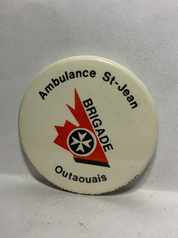 Ambulance St Jean Brigade Outaouais Logo  Button Pinback