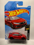 Red 2018 Honda Civic Type R Night Burnerz FYB72 D7C3 2017 Long Card Hot Wheels Diecast Car