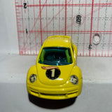 Yellow #1 Volkswagen New Beetle Cup Hot Wheels Diecast Car