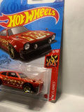 Red Custom Ford Maverick HW Flames GHF52 D7C6 2018 Long Card Hot Wheels Diecast Car