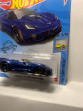 Blue '19 Corvette ZR1 Convertible Factory Fresh GHF01 D7C6 2018 Long Card Hot Wheels Diecast Car