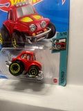 Red '70 Volkswagen Baja Bug Tooned GHD97 D7C6 2018 Long Card Hot Wheels Diecast Car