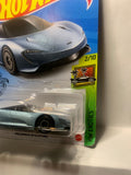 Blue McLaren Speedtail HW Exotics GHB53 D7C6 2018 Long Card Hot Wheels Diecast Car
