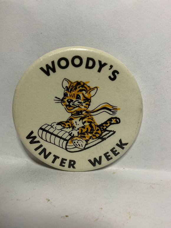 Woody's Winter Week Leopard Cub Sledding  Button Pinback