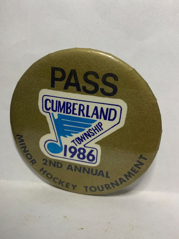 Cumberland Township 1986 2nd Annual Pass Hockey  Button Pinback