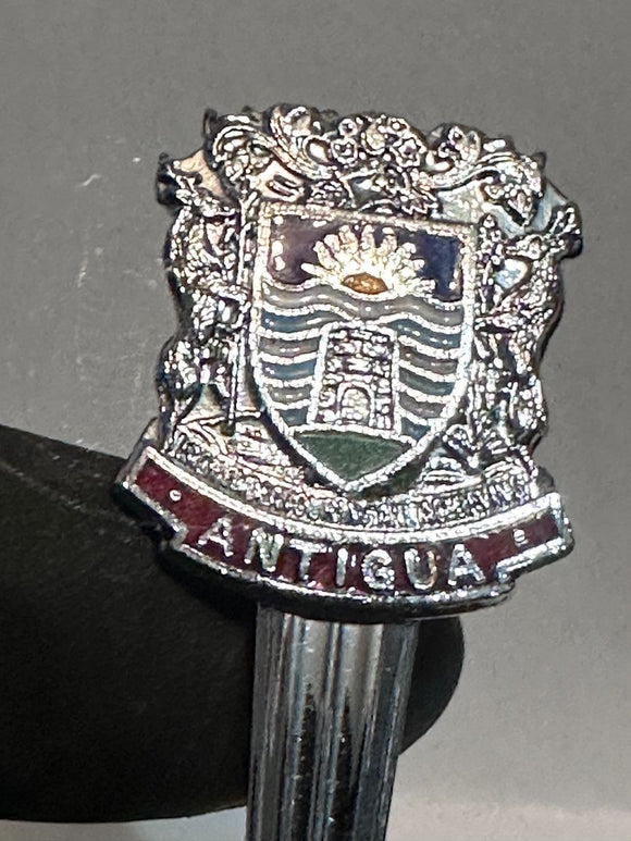 Antigua Crest Emblem Sheffield England Carribbean Souvenir Spoon