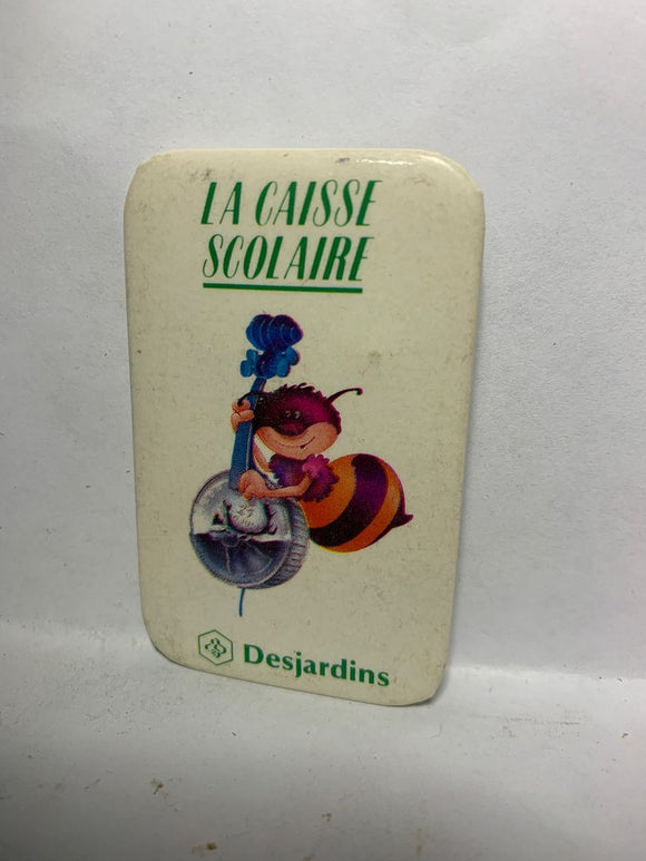 La caisse Scolaire Bee Quarter Logo Desjardins  Button Pinback