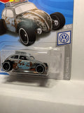 Grey Custom Volkswagen Beetle Volkswagen FYF77 D7C3 2017 Long Card Hot Wheels Diecast Car