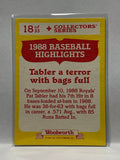 # 18 Pat Tabler Highlights Kansas City Royals 1989 Topps Woolworth Baseball card