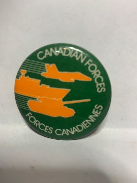 Canadian Forces Jet Ship Tank Forces Canadiennes  Button Pinback