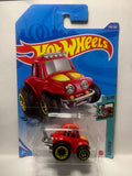 Red '70 Volkswagen Baja Bug Tooned GHD97 D7C6 2018 Long Card Hot Wheels Diecast Car