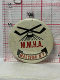 Hockey M.M.H.A. Massena N.Y. Logo  Button Pinback