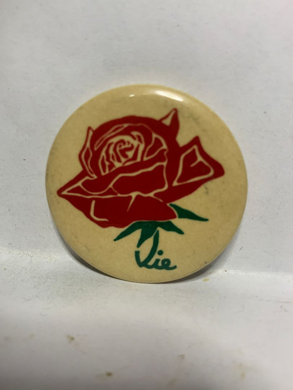 Rose Flower Vie  Button Pinback
