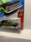 Black '65 Ford Galaxie HW Flames GHD63 D7C6 2018 Long Card Hot Wheels Diecast Car