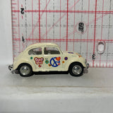 White Peace and Love 1967 Volkswagen Classic Beetle KT2540 Kinsmart Diecast Car
