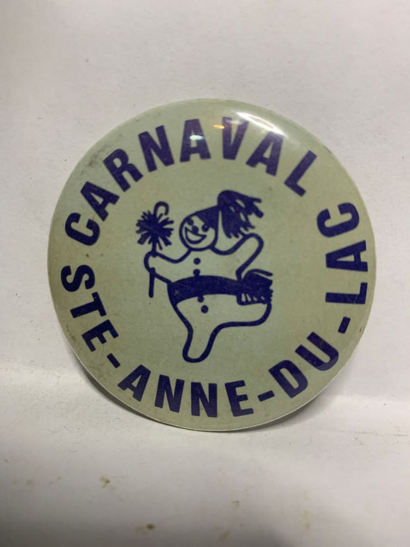 Carnaval Mascot Ste-Anne Du-Lac  Button Pinback