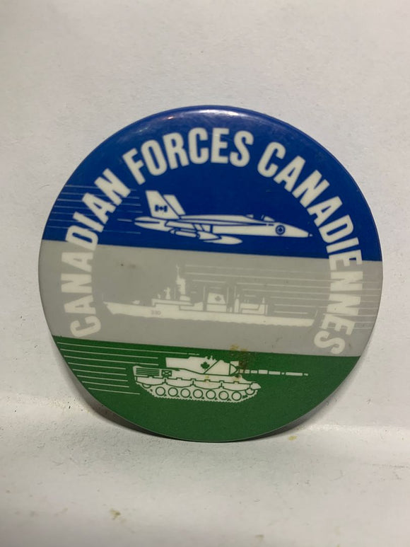 Canadian Forces Jet Ship Tank Forces Canadiennes  Button Pinback