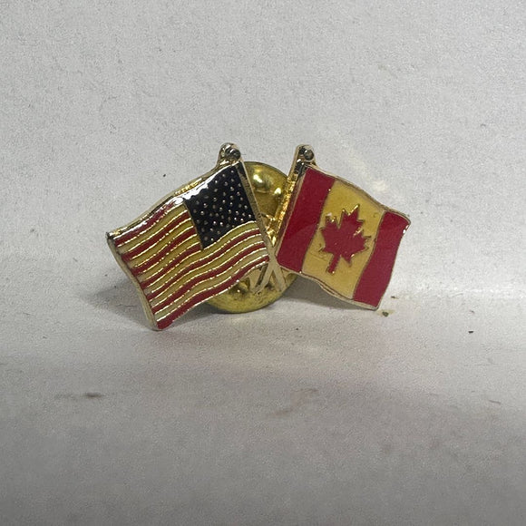 USA Canada Friendship Flags  Lapel Pin