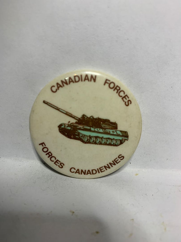 Canadian Forces Tank Forces Canadiennes  Button Pinback