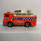 Orange Floodlight Heavy Rescue Newfield Borough Fire Co Truck Engine Mack Auxiliary Power Matchbox Diecast Car