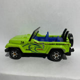 Green Surf Rescue 1998 Jeep Wrangeler Matchbox Diecast Car