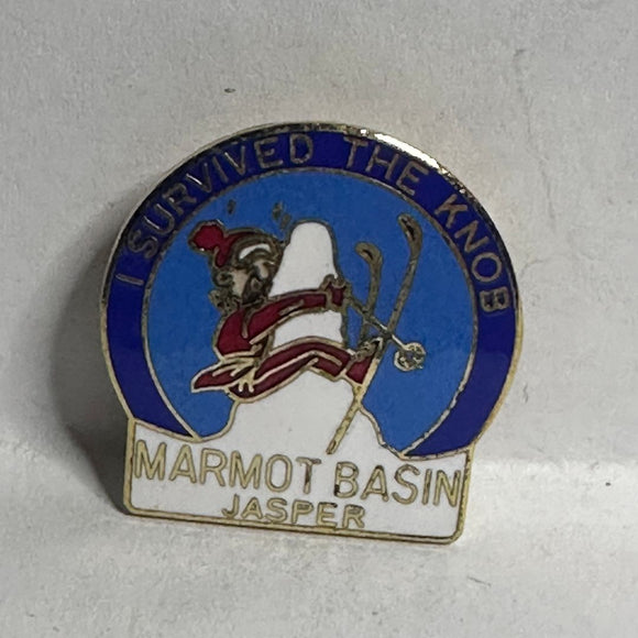 I Survived The Knob Marmot Basin Jasper Alberta  Lapel Pin