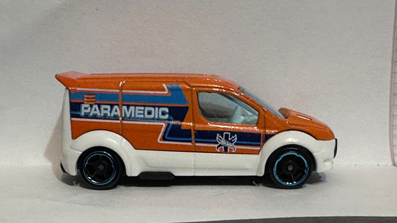 Orange Paramedic Ford Transit Connect GHC65 ©2019 Hot Wheels Diecast Car
