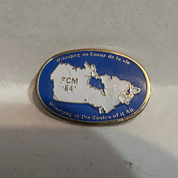 FCM '84 Winnipeg at the Centre of it All Logo  Lapel Pin