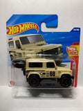 Tan Land Rover Defender 80 Then and Now JBB29 N521 2024 Short Card Hot Wheels Diecast Car