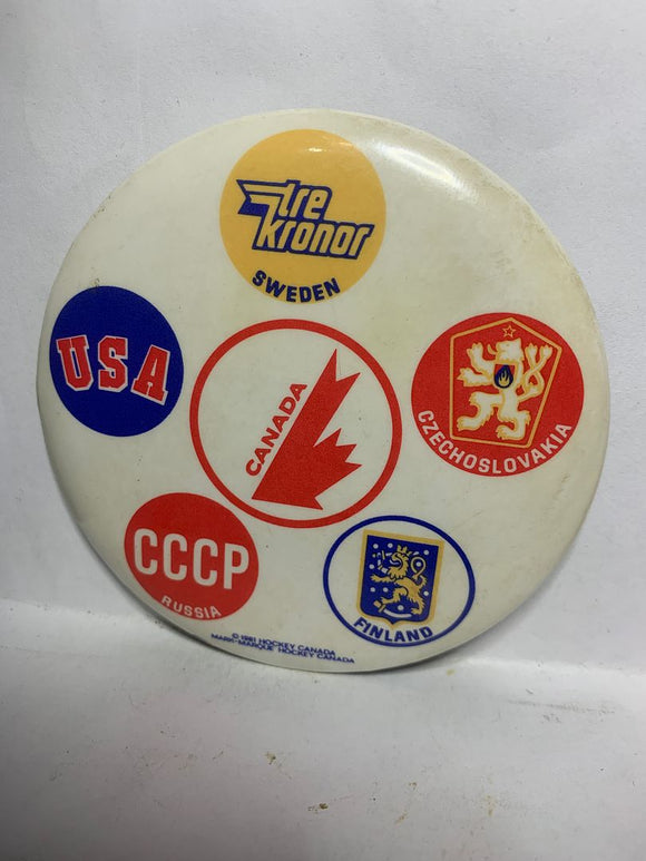 International Hockey Logos 1981  Button Pinback