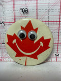 Canadian Maple Leaf Googly Eyes  Button Pinback