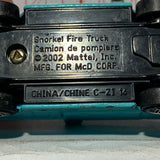 Blue Snorkel Fire Truck 2002 Mcdonalds Matchbox Diecast Car