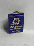 100% Lions Club We Serve 1991 92  Lapel Pin