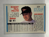 # 231 Bob Melvin  Baltimore Orioles 1992 Donruss Baseball Cards