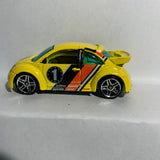 Yellow Volkswagen New Beetle Cup Hot Wheels Diecast Car