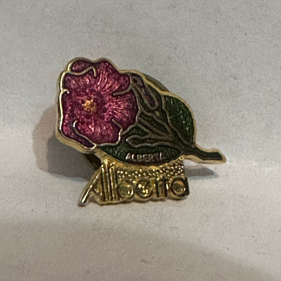 Alberta Wild Rose Flower  Lapel Pin