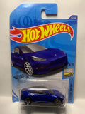 Blue Tesla Model 3 Factory Fresh GHF32 D7C6 2018 Long Card Hot Wheels Diecast Car