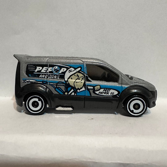 Silver Pepop and Sons Pest Patrol Ford Transit Connect GHC65 2019 Hot Wheels Diecast Car