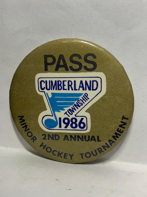 Cumberland 1986 2nd Annual Miner Hockey Pass  Button Pinback