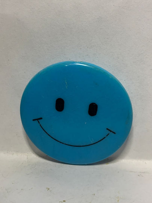 Blue Smiling Face  Button Pinback